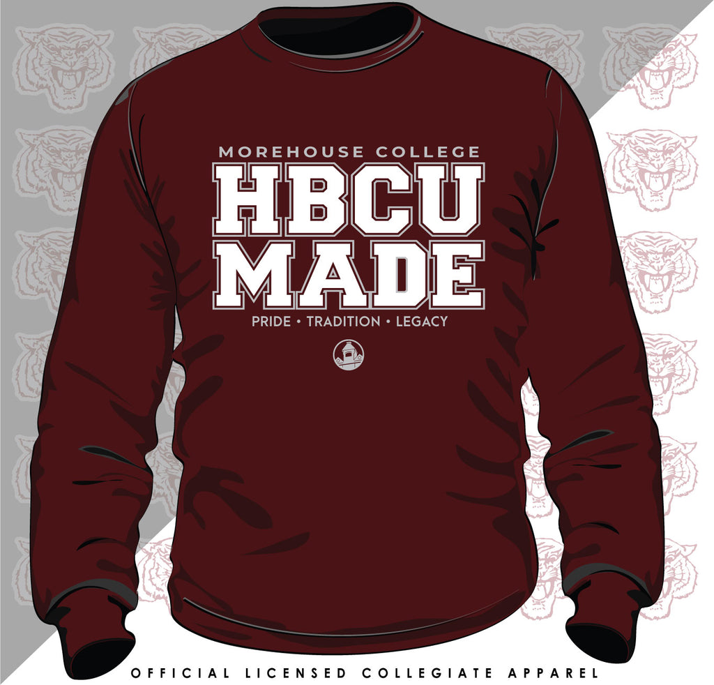 Handmade Morehouse College Maroon White Hand Bleached Distressed store Crewneck Sweatshirt