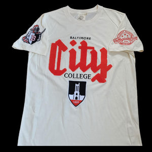 CITY  COLLEGE Cream Chenille Unisex Tees (DK)