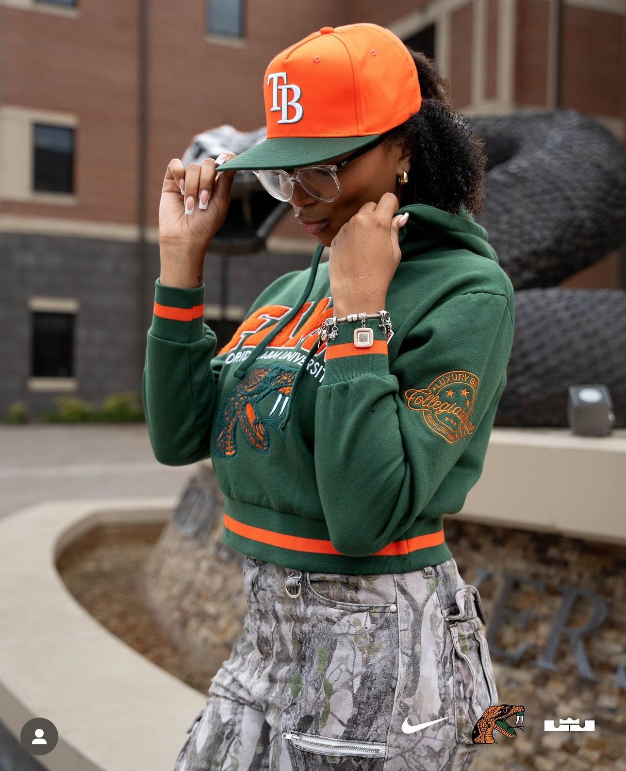 Florida A&M | FAMU Chenille CROP TOP CANE HOODIE