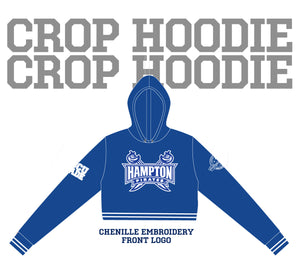 Hampton U | HU Chenille CROP TOP  Royal Blue HOODIE-(aja)