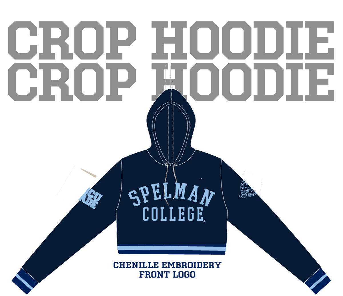 SPEL Chenille CROP TOP NAVY HOODIE