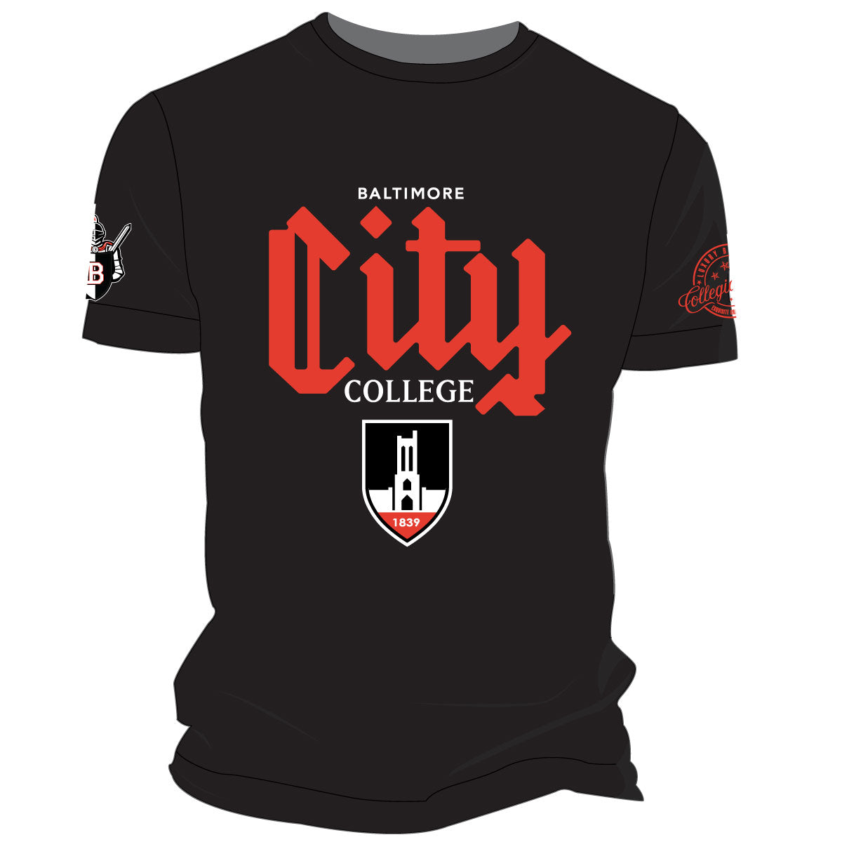 CITY  COLLEGE Chenille  24 LOGO Unisex Black Tees (DK)