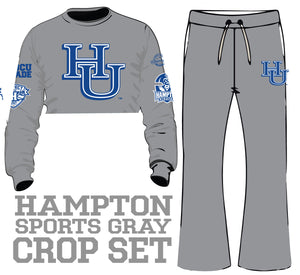 HAMPTON U | GRAY Chenille  CROP SET w/ FLARE Pants