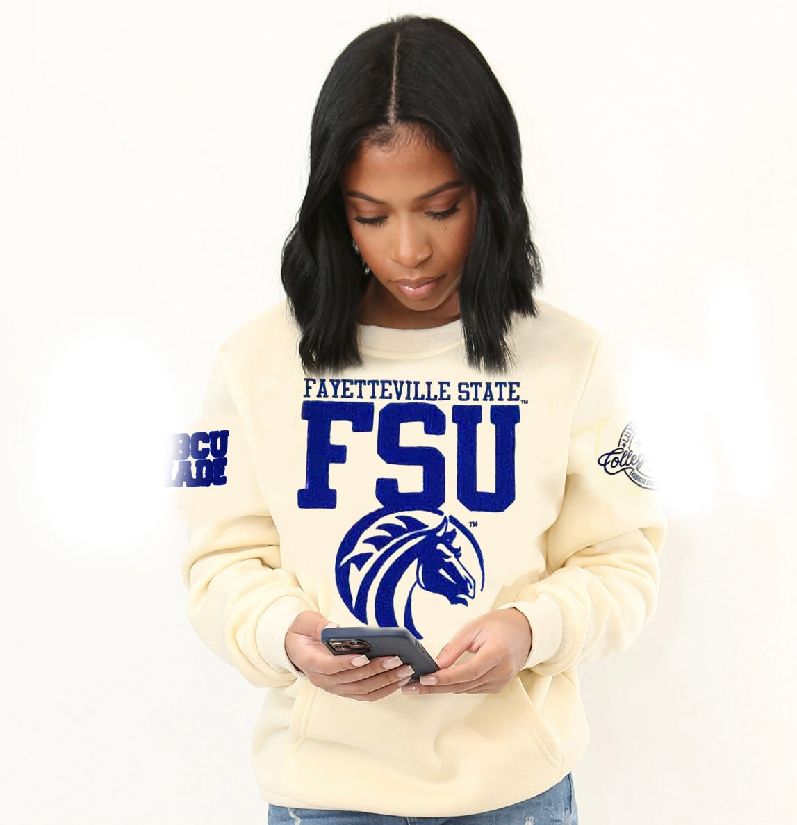 Fayetteville State CIAA 2024 CREAM Chenille Sweatshirt aja collegiateluxe