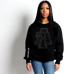 Pre Order (Ship FEB 15th) NCAT SU SHADE of  BLACK Chenille  on BLACK  Unisex Sweatshirt (aja)