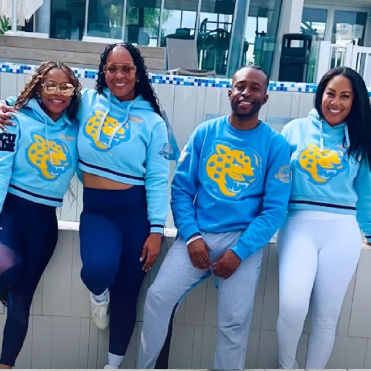 SOUTHERN UNIV |  Chenille CROP TOP COLUMBIA BLUE HOODIE