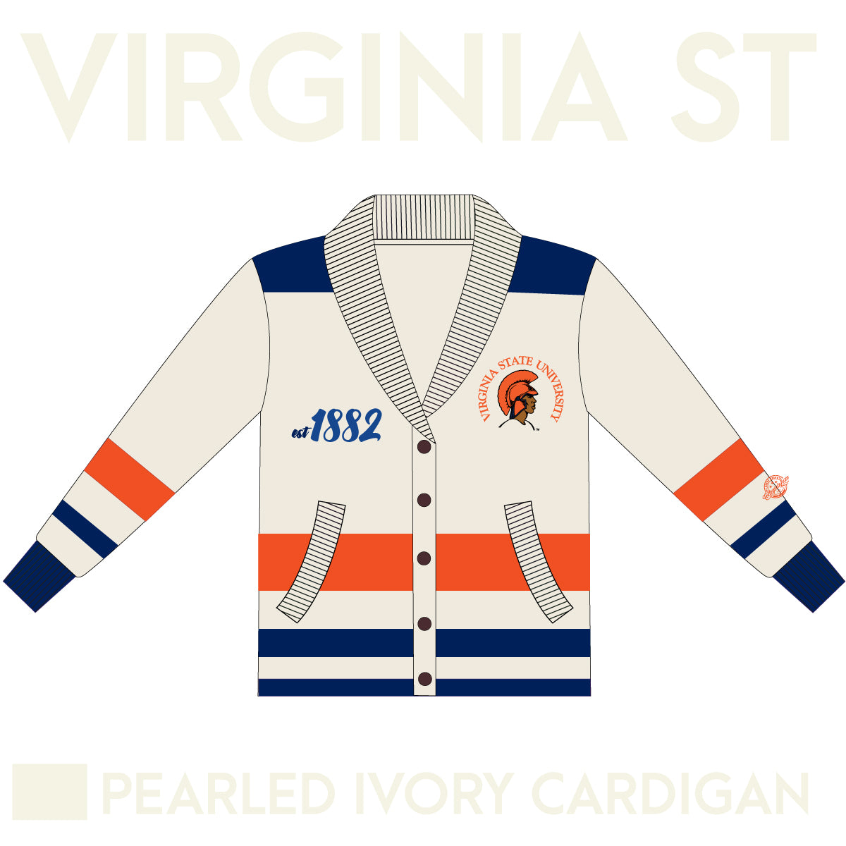 Virginia State  Cardigan PEARLED IVORY