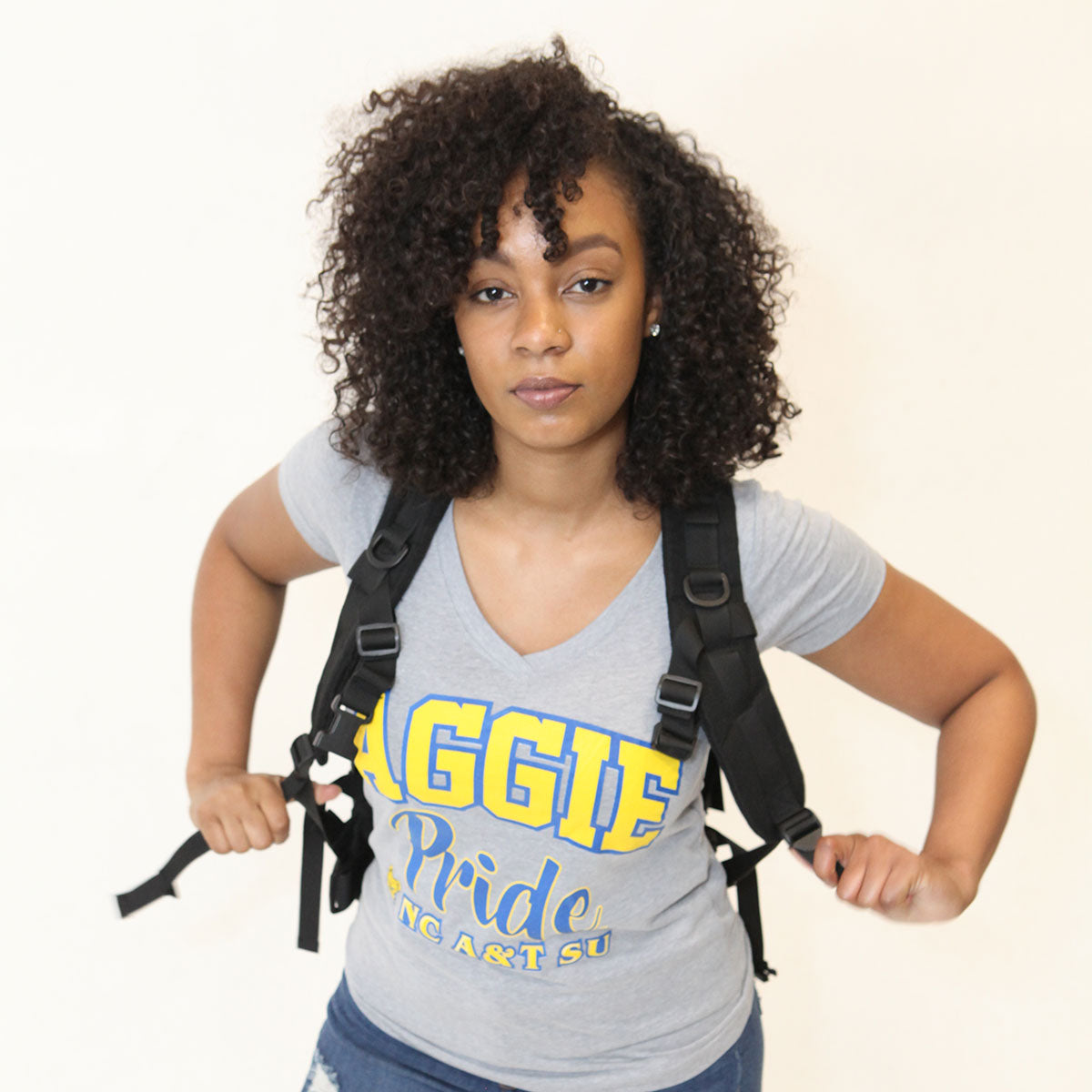 NC A&T AGGIE | PRIDE Gray V Neck Ladies Tees (Z)