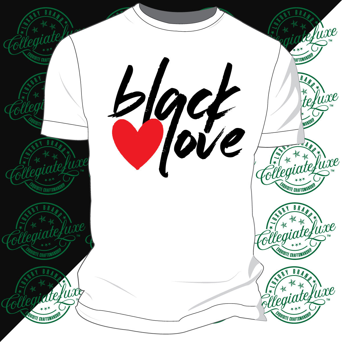 BLACK LOVE | WHITE Unisex TEES RED HEART – collegiateluxe
