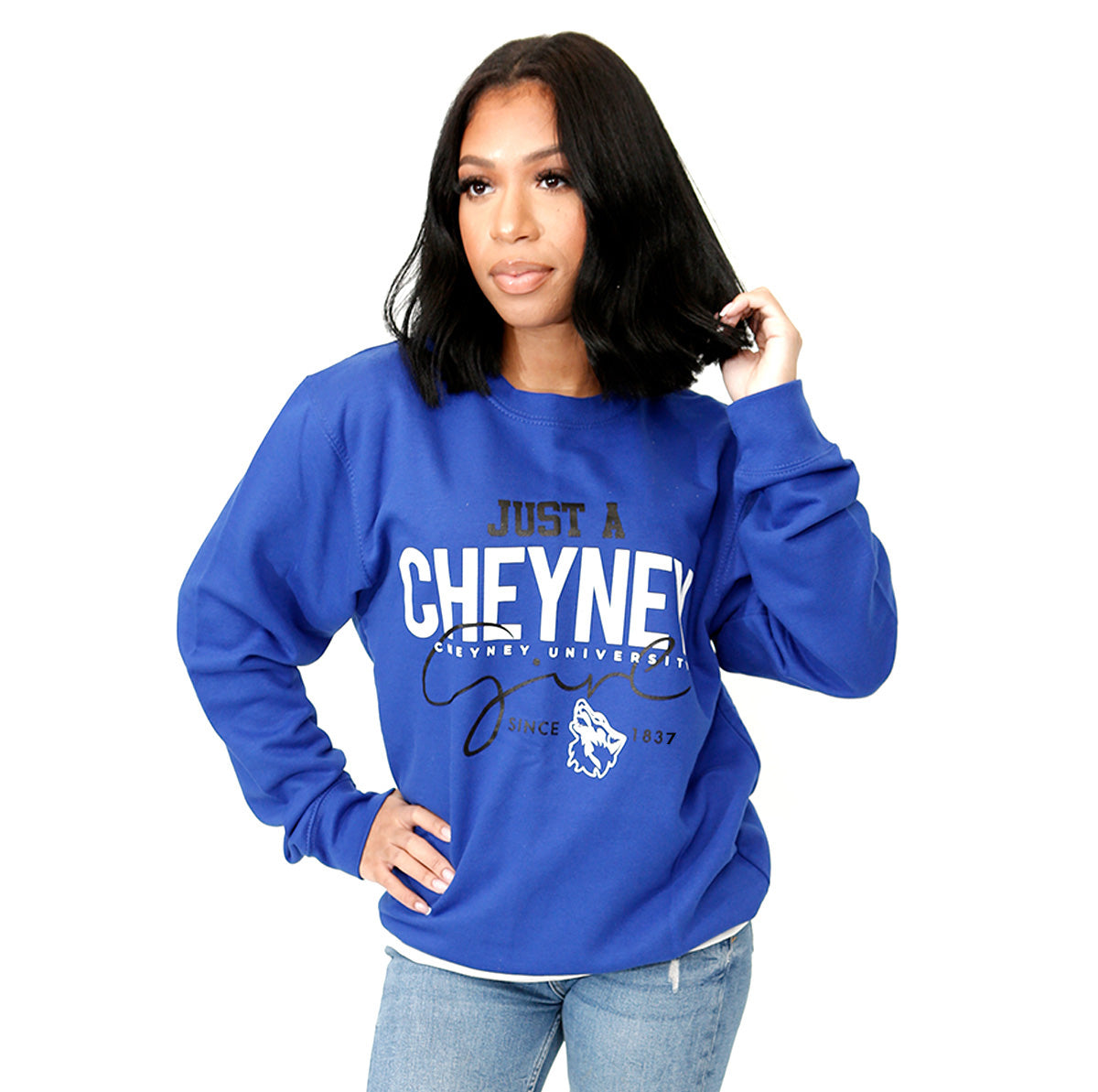 Cheyney University | JUST A GIRL Royal Blue Unisex Sweatshirt (Z