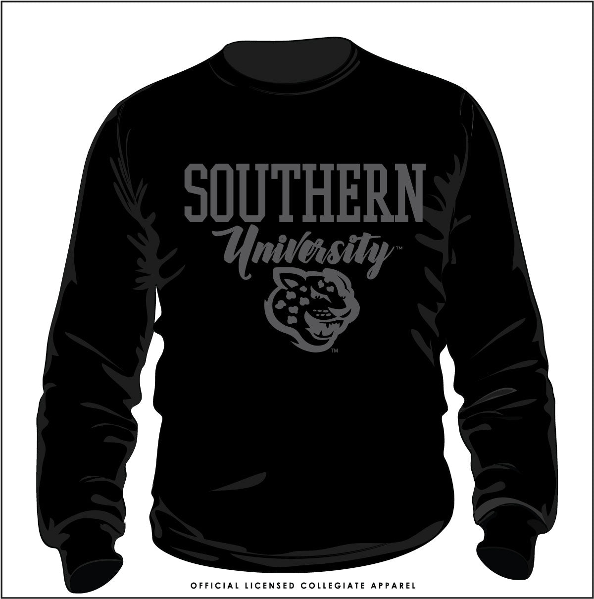 SOUTHERN UNIV. | LOGO | 3D Puff INK | Black Unisex Sweatshirt -Z-