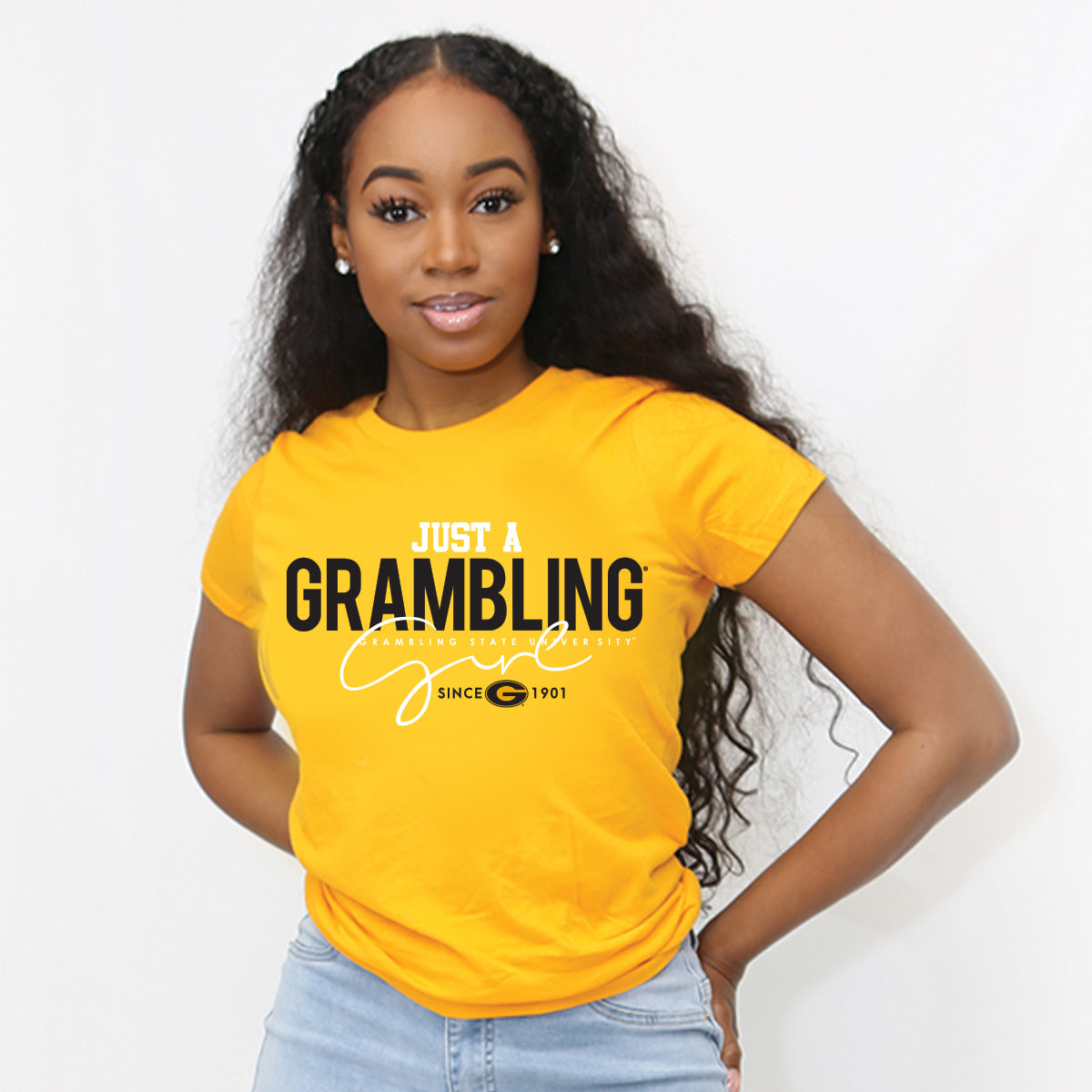 Grambling State Just A Girl Gold Ladies Tees DK collegiateluxe