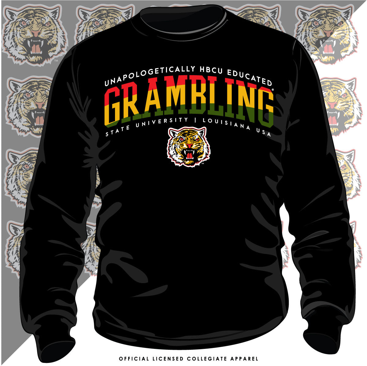 Grambling State | 1892 Selassie RASTA Colors Arch Black Sweatshirt (S)