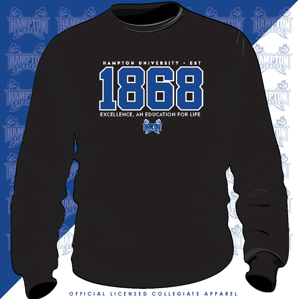 Hampton U | EST. 1868 Black Unisex Sweatshirt (**)