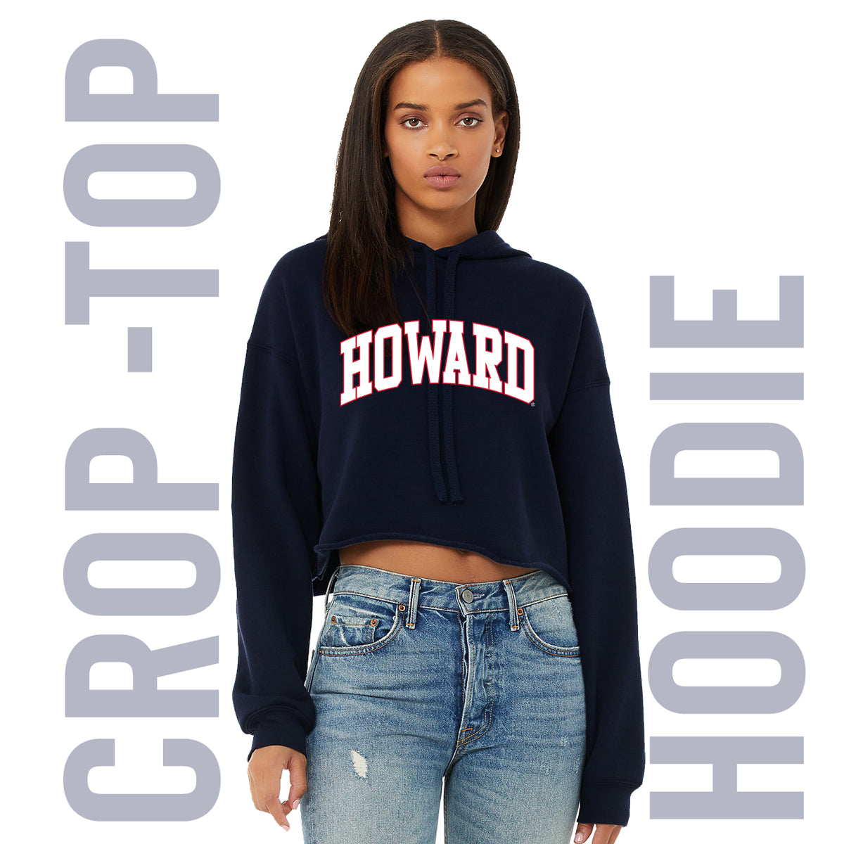 HOWARD | MECCA Arch ( Screen Print)  | Women’s Triblend Cropped Long Sleeve Hoodie (DK)