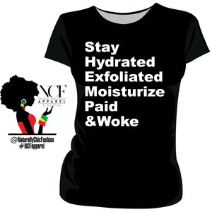 NCF | STAY HYDRATED BLACK LADIES TEES