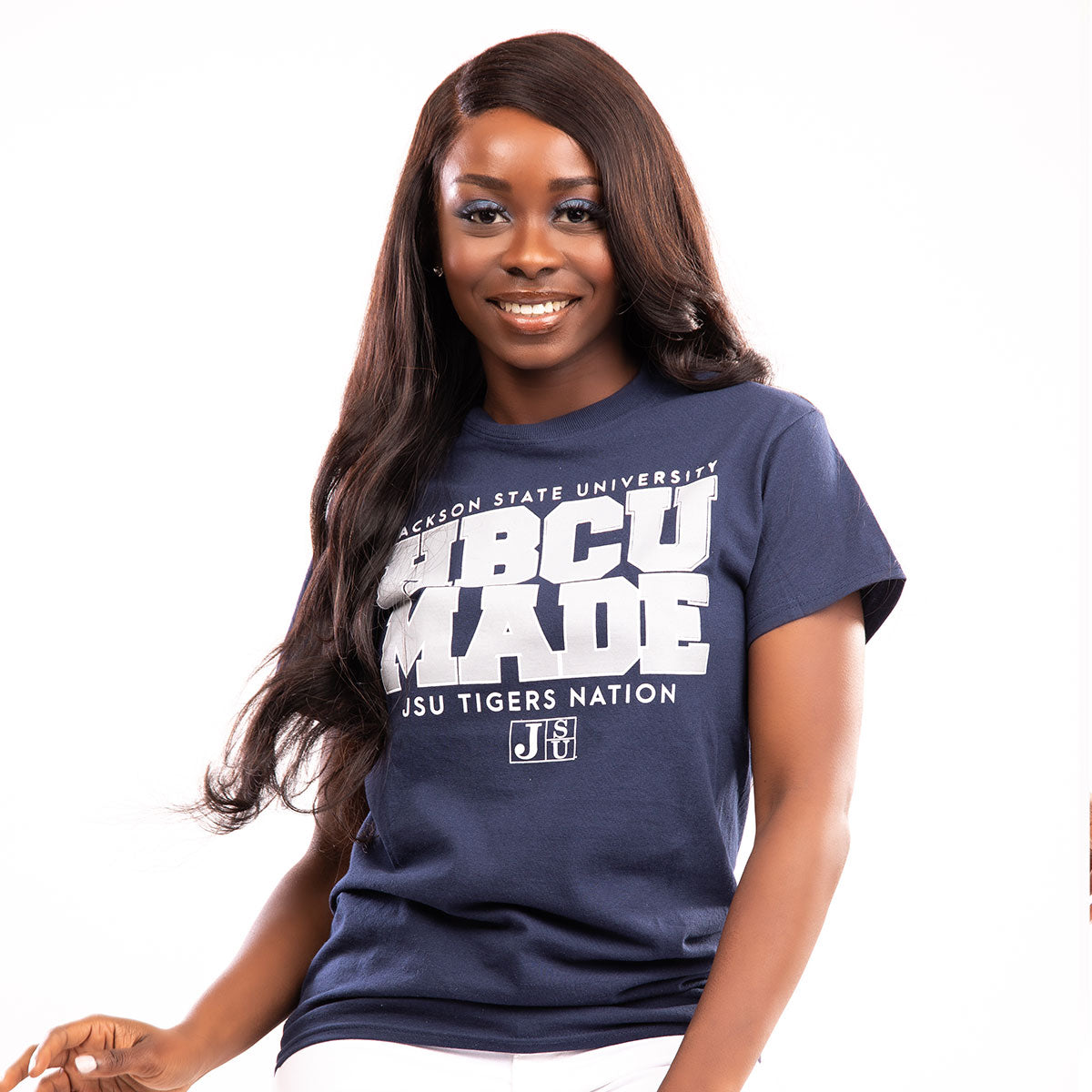 Jackson St. | HBCU MADE Navy Ladies Tees (**)