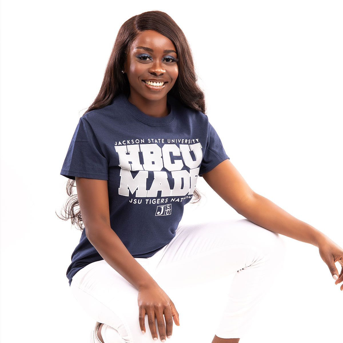 Jackson St. | HBCU MADE Navy Ladies Tees (**)