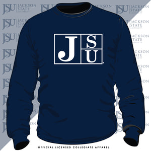 Jackson St. | BOX LOGO Navy Unisex Sweatshirt (**)