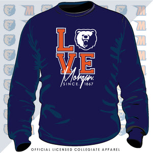 Morgan State | LOVE LOGO Navy Unisex Sweatshirt (**)