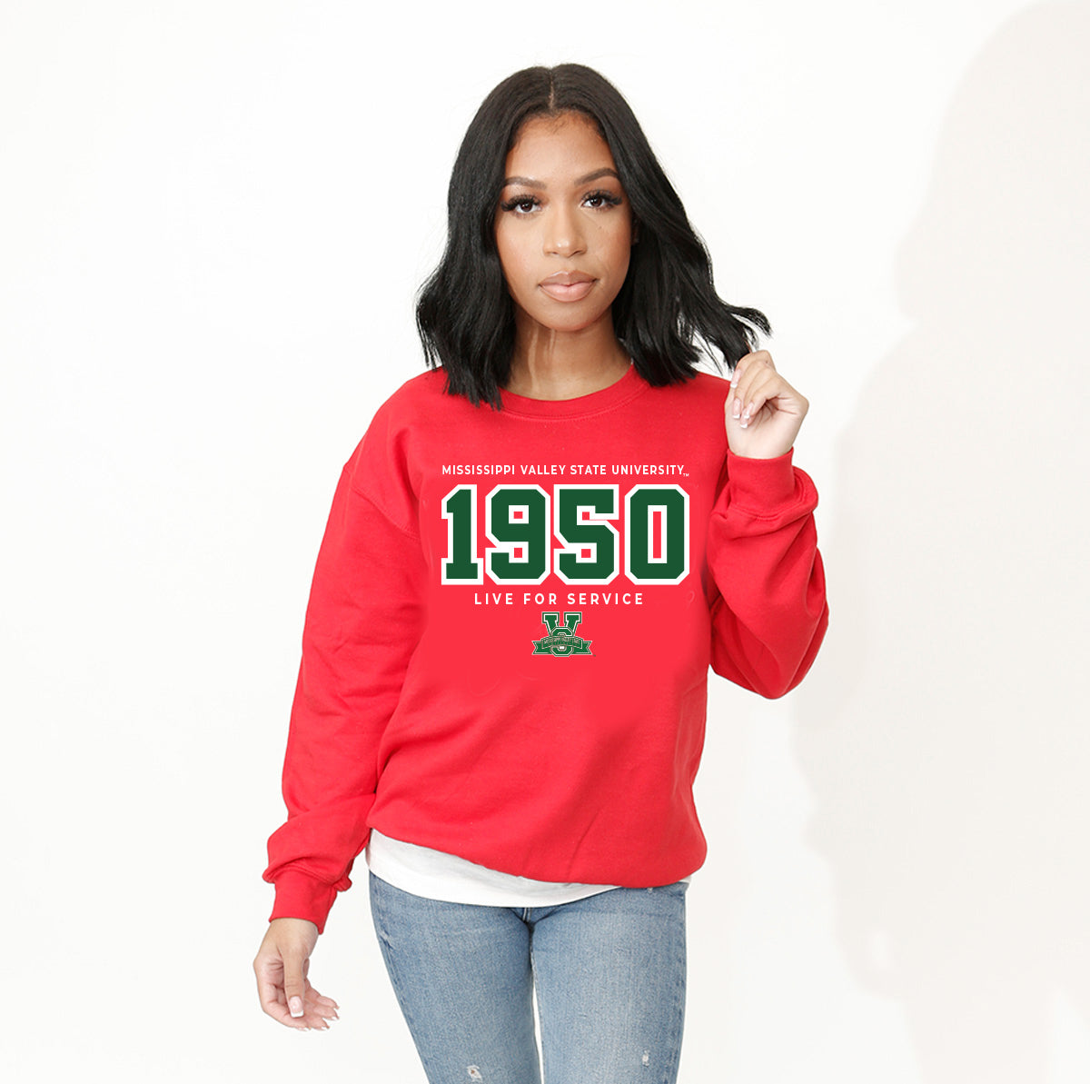 W Republic Products 508-326-RED-01 College Crewneck, Lamar University, Red - Small