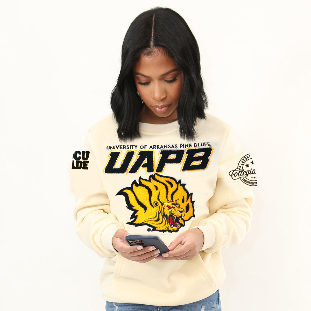 Arkansas at Pine Bluff | UAPB | ( Chenille ) ARCH | CREAM UNISEX SWEATSHIRT