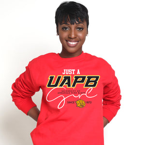 Arkansas at Pine Bluff | UAPB | JUST A GIRL  | RED unisex Sweatshirt -DK-