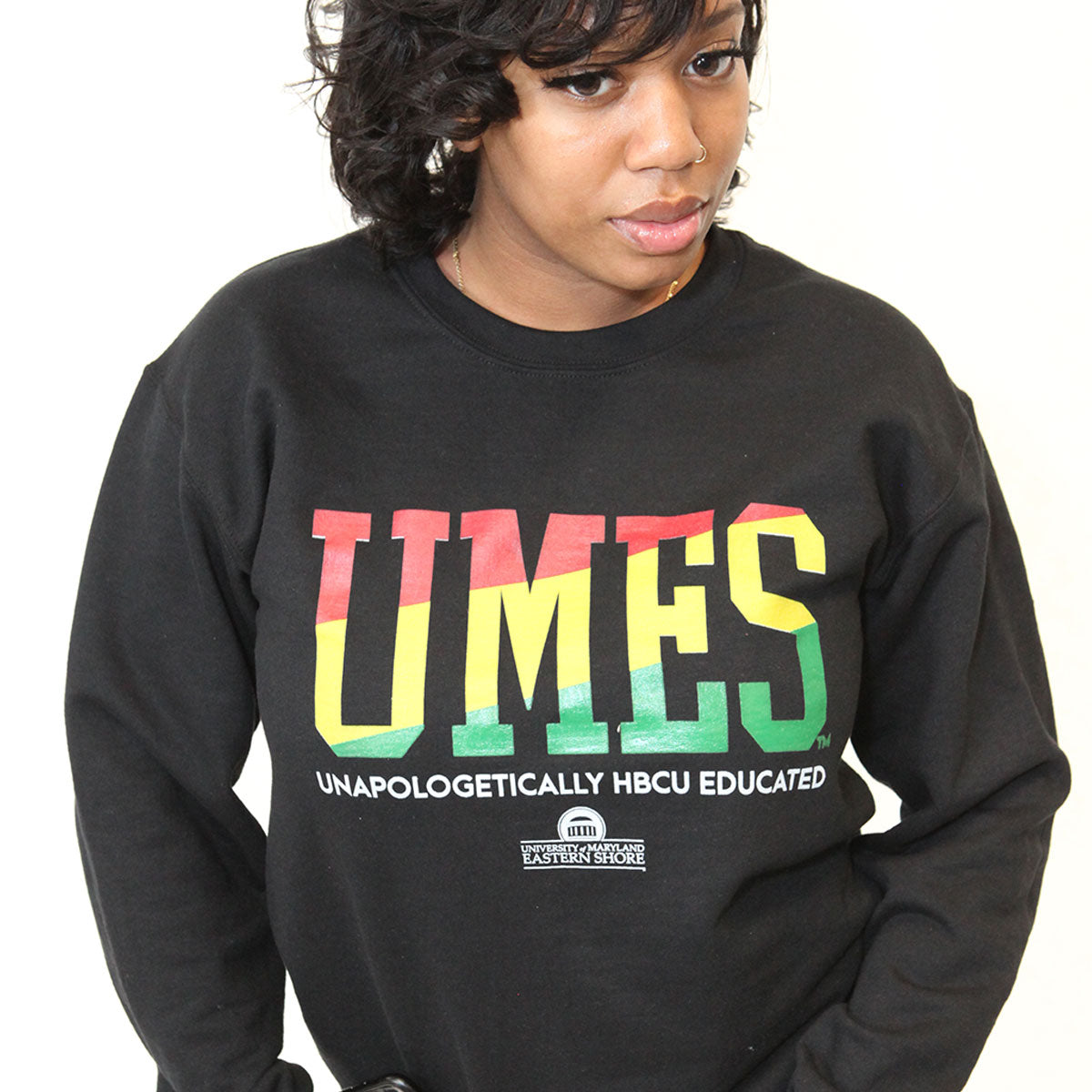 Maryland Eastern Shore | UMES | RASTA COLORS Black Unisex Sweatshirt (DK)