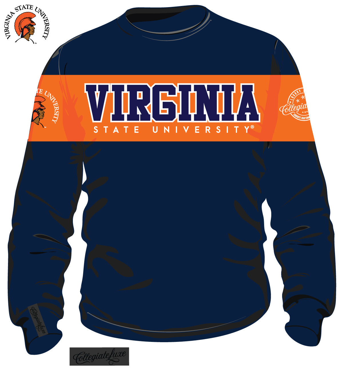 Pre Order (Ship May 15) Virginia State  | VSU  2 TONE NAVY UNISEX SWEATSHIRT