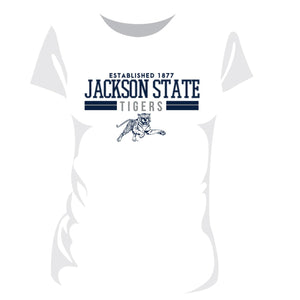 Jackson St. | RED STRIPE - 1877 TIGERS | White Ladies Tees -DK-