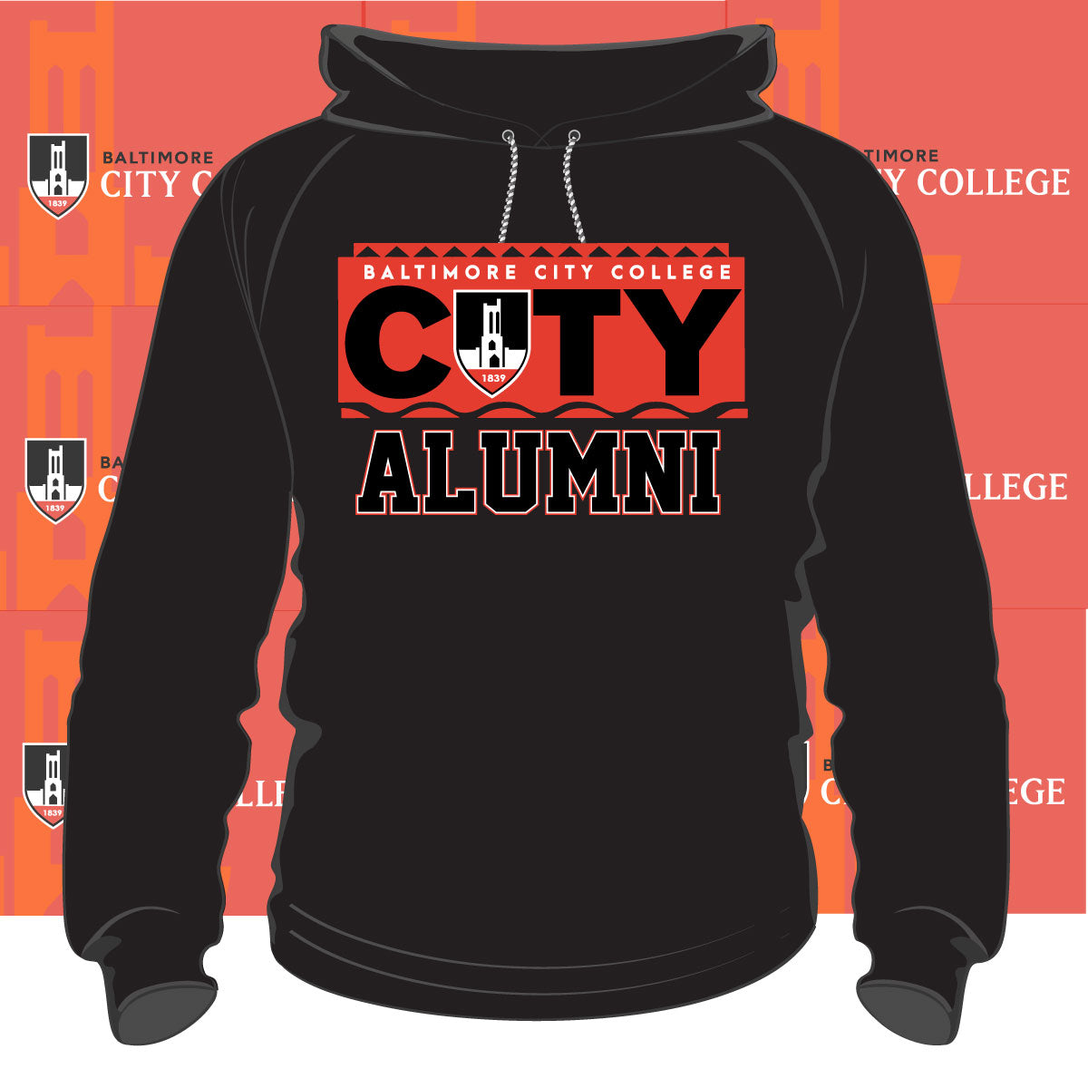 BALTIMORE CITY COLLEGE 90s ALUMNI Black Unisex Hoodie DK